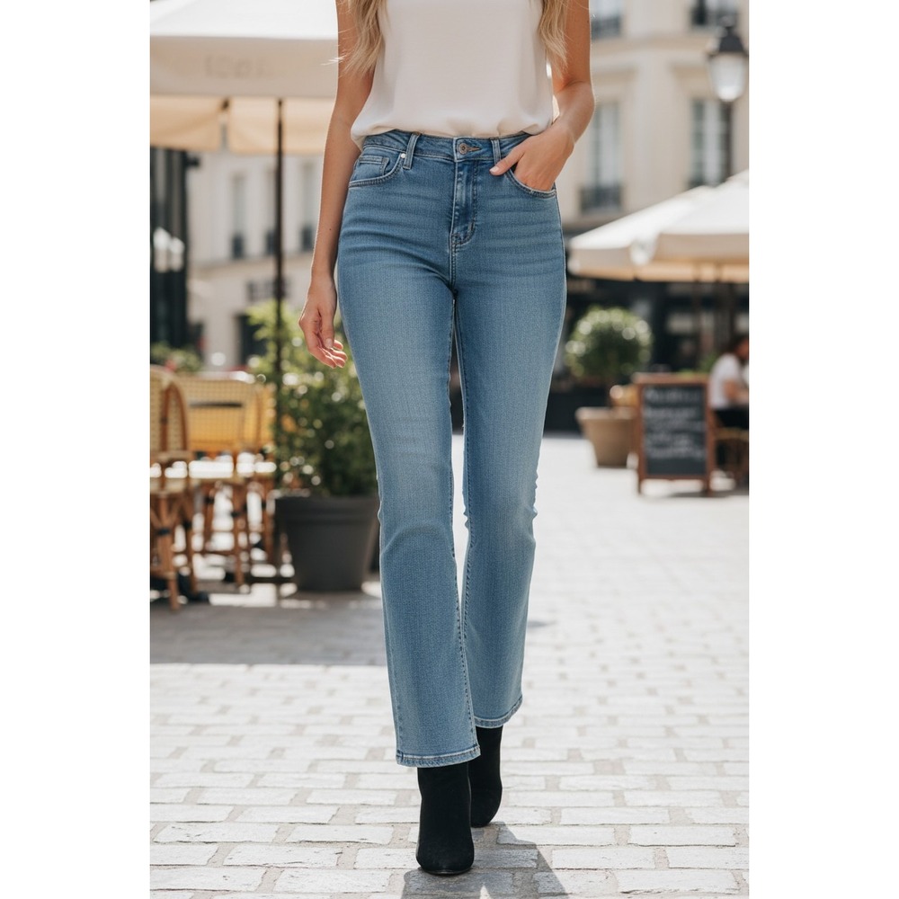 Parisian NWT High Rise Bootcut Slim Flare Blue Denim Jeans 27/28x31.5 LUSA Paris